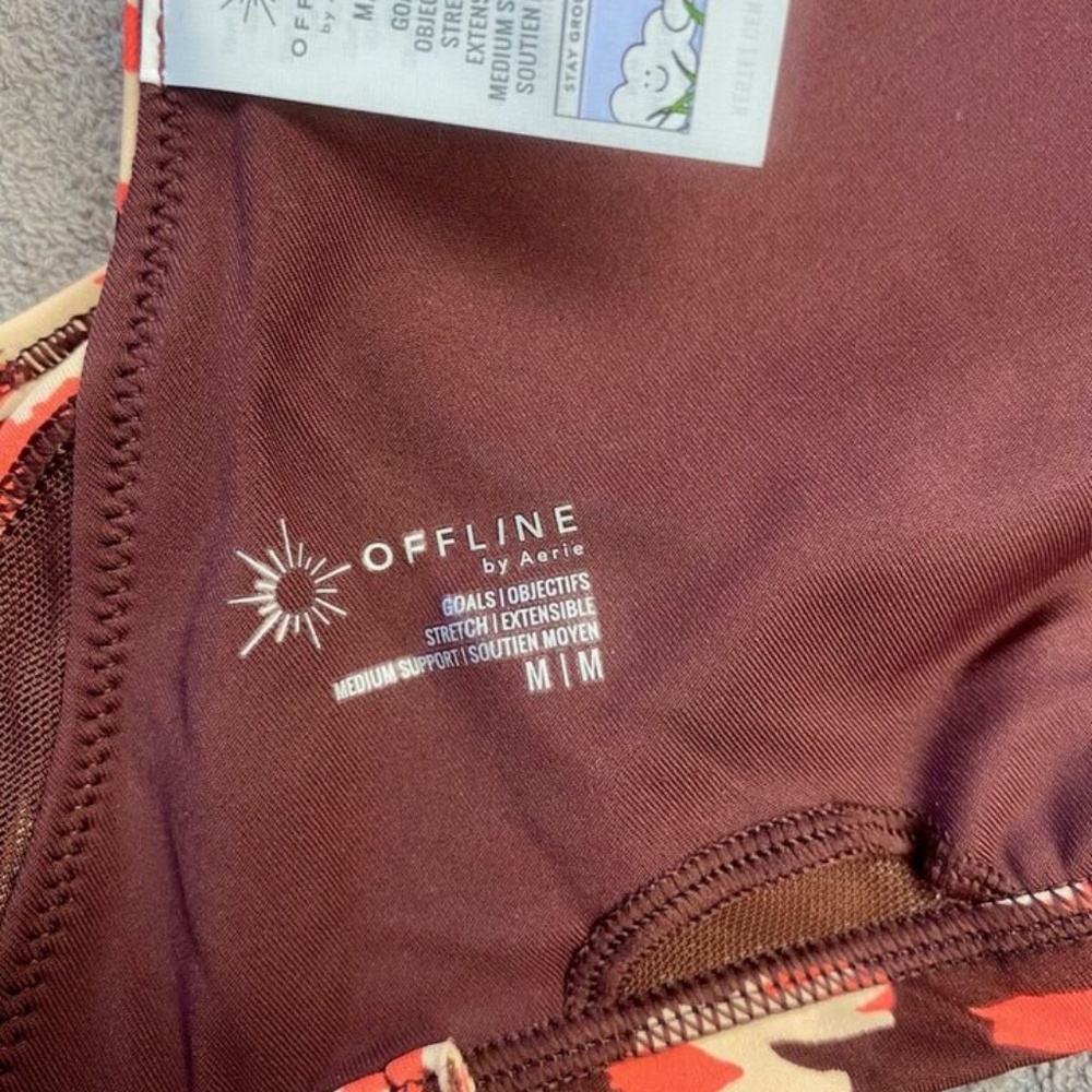 NWT Aerie Goals Plunge Sports Bra - Maplewood - M - Picture 9 of 10